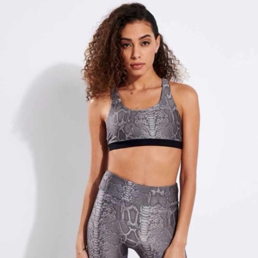 KORAL Open-Back Sports Bra Grey Reptile Size XS
